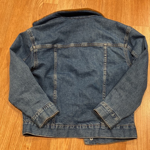 H&M kids, plaid lined denim Jacket with teddy “fur” collar - Picture 4 of 4